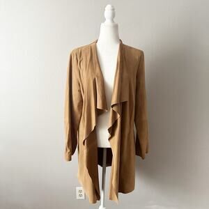 Eileen Fisher Tan Goat Suede Open Drape Front Jacket Women's Size Medium